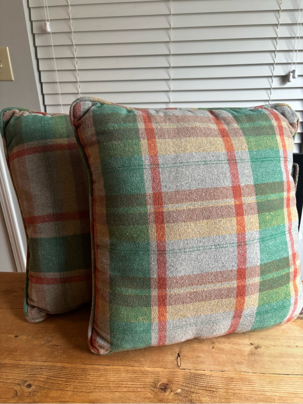 Green Plaid Throw Pillow - Brand Unspecified